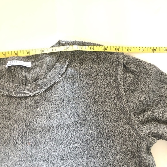 Zara Woman Minimalist Raw Hem Gray Marl 3/4 Sleeves Mini Dress Size M - Picture 7 of 12